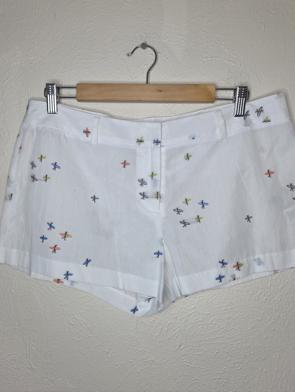 Milly Surf Print Sheer Cotton Shorts Beach Cover Up Resort Size 10 USA